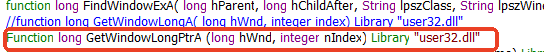 引用 GetWindowLongPtrA方法